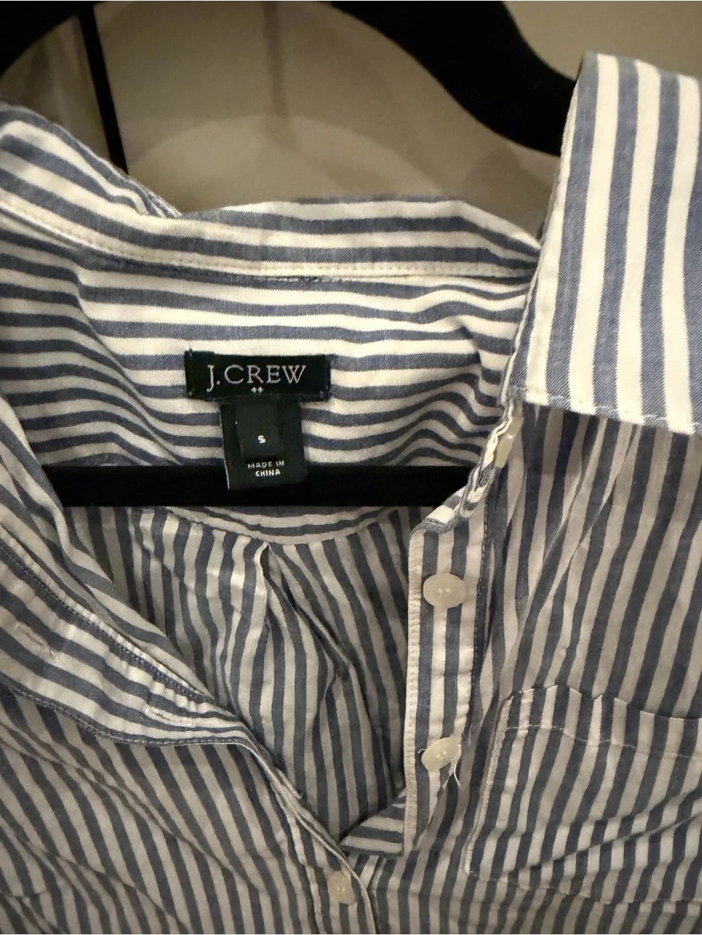 J. Crew Women’s Blue and White Striped Shirt S